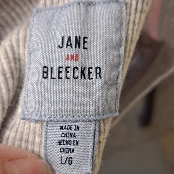 Jane & Bleecker Size L Striped Patterned Fleece Henley Pajama Top Long Sleeve - Picture 10 of 13